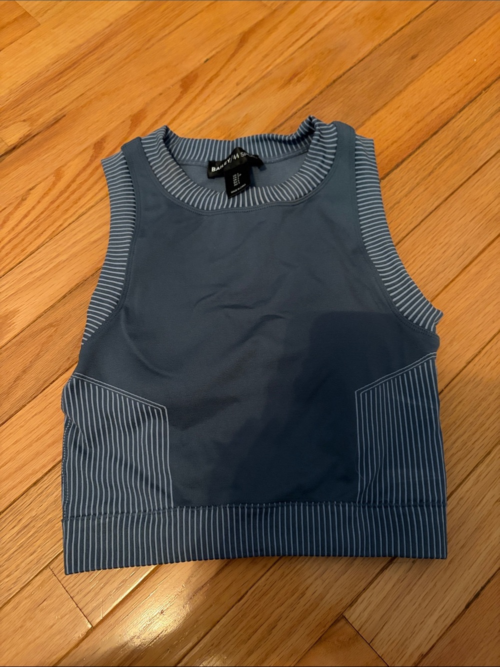 Bailey 44 Slate Blue Striped-Trim Cropped Tank